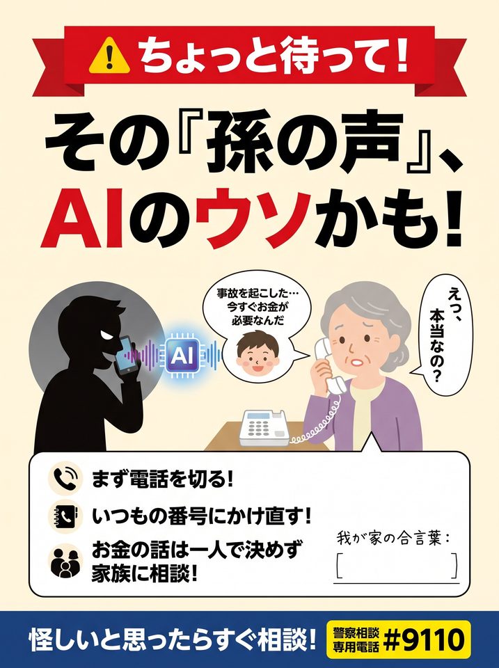 Gemini 4 Argonの指示書から生成した防犯ポスター